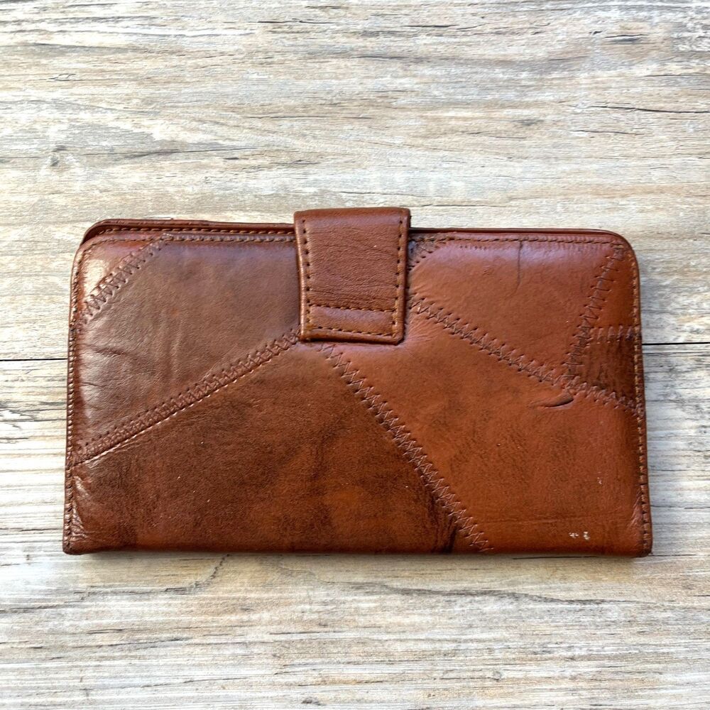 Genuine Leather Wallet Patchwork Stitching Light … - image 2